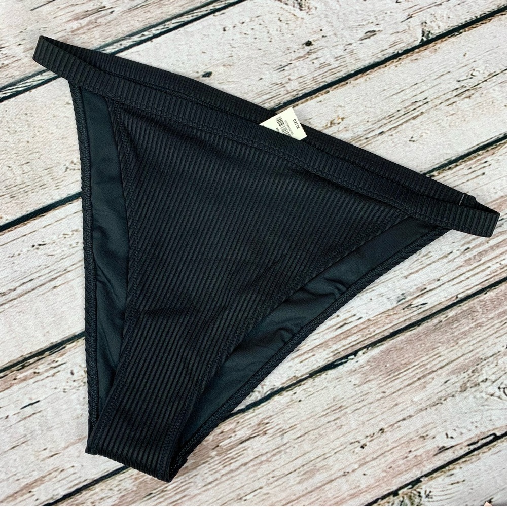 NWT XL PINK Victoria’s Secret Black Ribbed High Waist Mini Bikini Bottom Swim VS - Picture 6 of 10